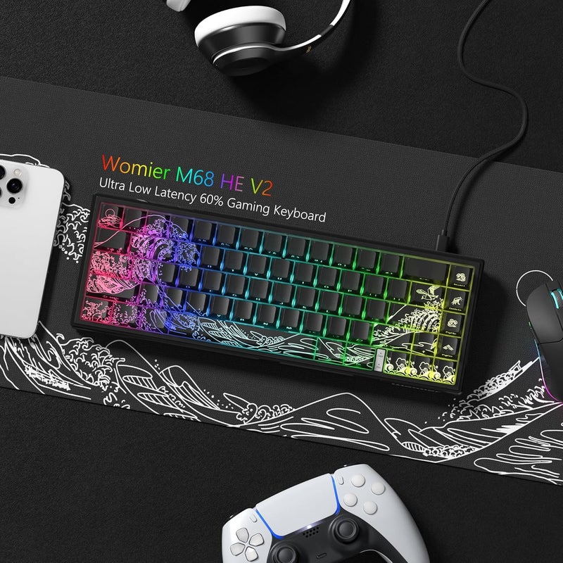 Womier M68 HE V2 Rapid Trigger Keyboard 60% Percent, Hall Effect Kanagawa Gaming Keyboard, Wired RGB Custom Mechanical Key Board with Magnetic Switch, PBT Keycaps for Mac/Win-Black 3.0 - Image 5